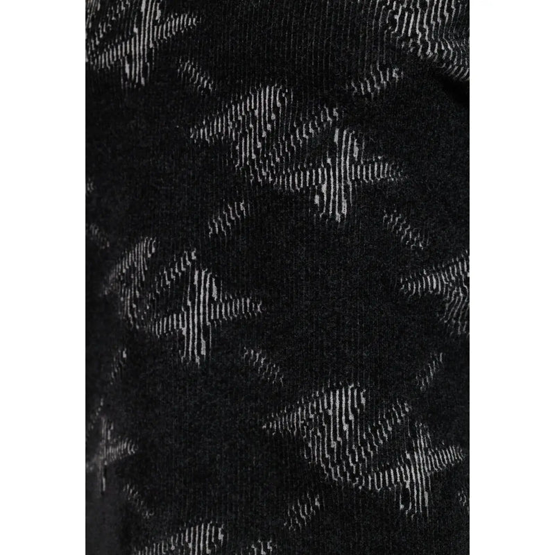 Armani Exchange Pull pour homme en maille noire à motif abstrait blanc (détail)