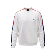 Armani Exchange Pull pour homme blanc à manches rayées rouges et bleu marine, vue de face