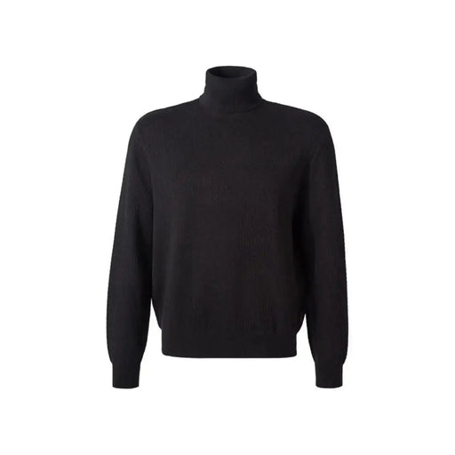 Armani Exchange Pull à col roulé noir pour homme, en maille fine avec poignets côtelés (vue de face)