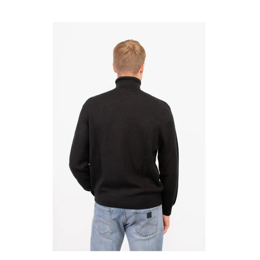Armani Exchange Pull à col roulé noir pour homme, en maille lisse, vue de face