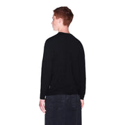 Armani Exchange viscose sweater for women in black with ribbed crew neckline and cuffs, front view
