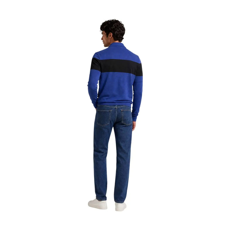 Armani Exchange Pull en viscose pour homme à rayures bleues et noires, manches longues, vue de face