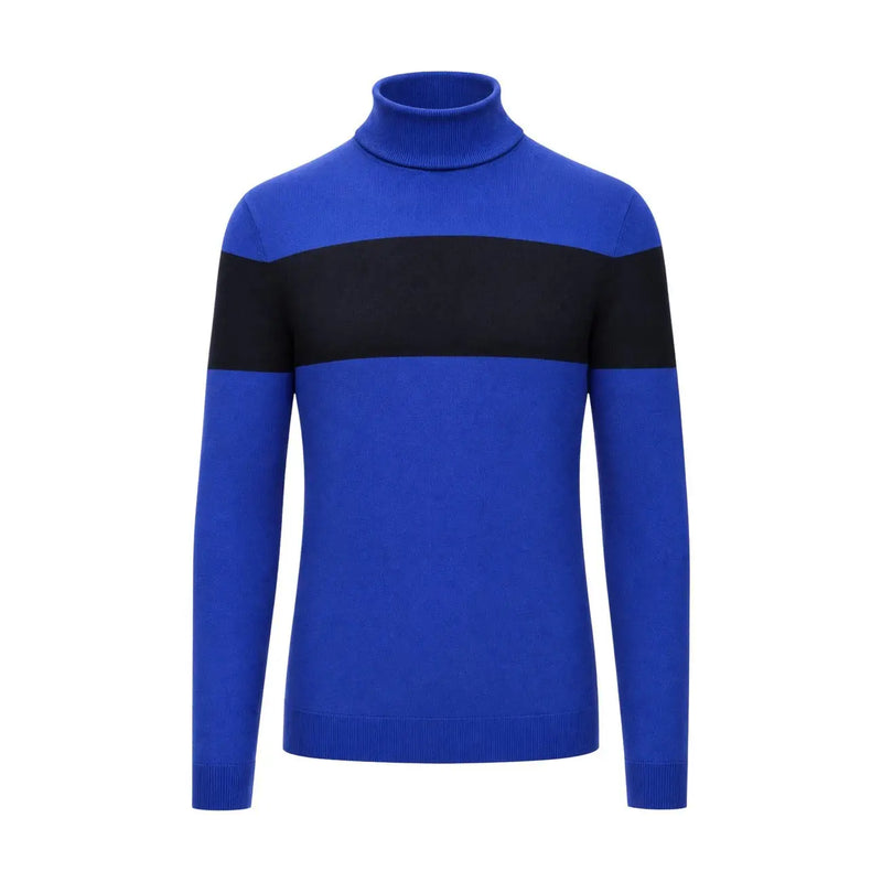 Armani Exchange Pull en viscose pour femme, bleu roi avec une rayure noire sur la poitrine, vue de face