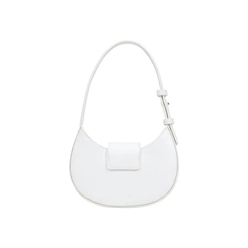 Armani Exchange white leather hobo bag with sleek minimalist design and single adjustable strap with zip closure
