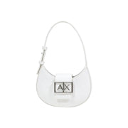 Armani Exchange Sac hobo en cuir blanc avec fermoir logo hache argenté