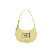 Armani Exchange Sac hobo en cuir jaune pâle avec plaque hache, fermeture éclair