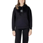 Armani Exchange Sweat à capuche noir pour femme avec logo blanc et poche avant, confectionné dans un mélange de coton confortable.