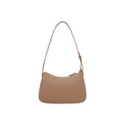 Armani Exchange women beige shoulder bag in textured leather with slender strap and silver-toned zipper polyester w30x h18cm