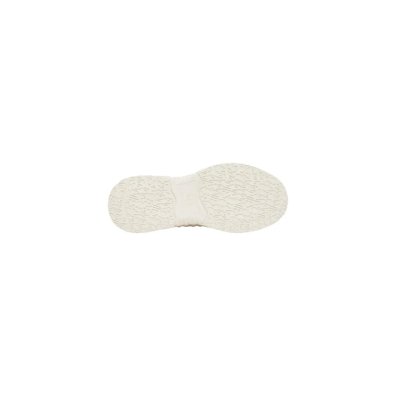 White rubber sole with textured tread pattern on armani exchange women beige slip on sneaker shoes