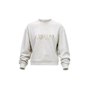 Armani Exchange women beige sweatshirt in viscose blend with a cream color and sparkling silver logo on the chest