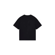 Armani Exchange women black cotton round neck t shirt with short sleeves and minimalist design