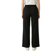 Armani Exchange Pantalon noir en coton à jambes larges pour femme, avec taille élastique, idéal pour une tenue décontractée.