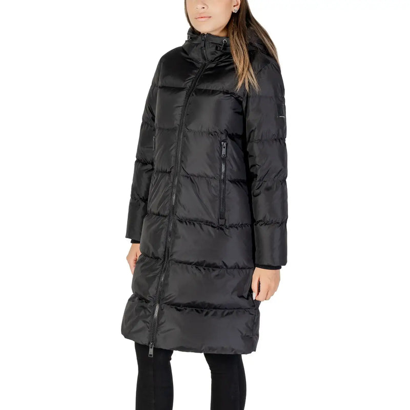 Armani Exchange Veste à capuche noire pour femme en polyamide, matelassée et doublée d'isolant.