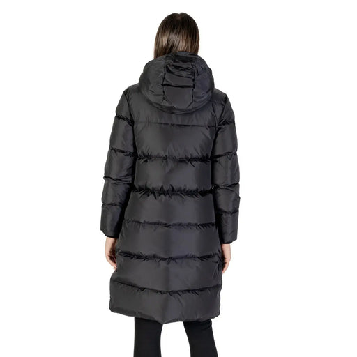 Armani Exchange Veste à capuche noire pour femme en polyamide, matelassée et style doudoune.