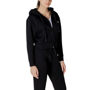 Armani Exchange womens black cropped zip-up hooded sweatshirt with matching sweatpants