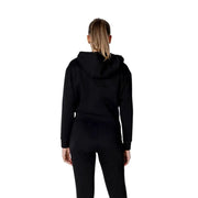 Armani Exchange women black hooded zip sweatshirt with long sleeves and relaxed fit in soft fabric