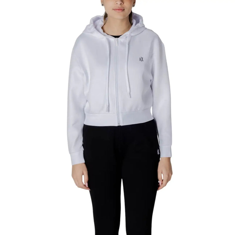Armani Exchange black hooded zip sweatshirt with embroidered logo