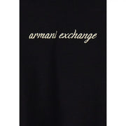 Black Armani Exchange women sweatshirt hooded viscose with gold-embroidered logo on the front