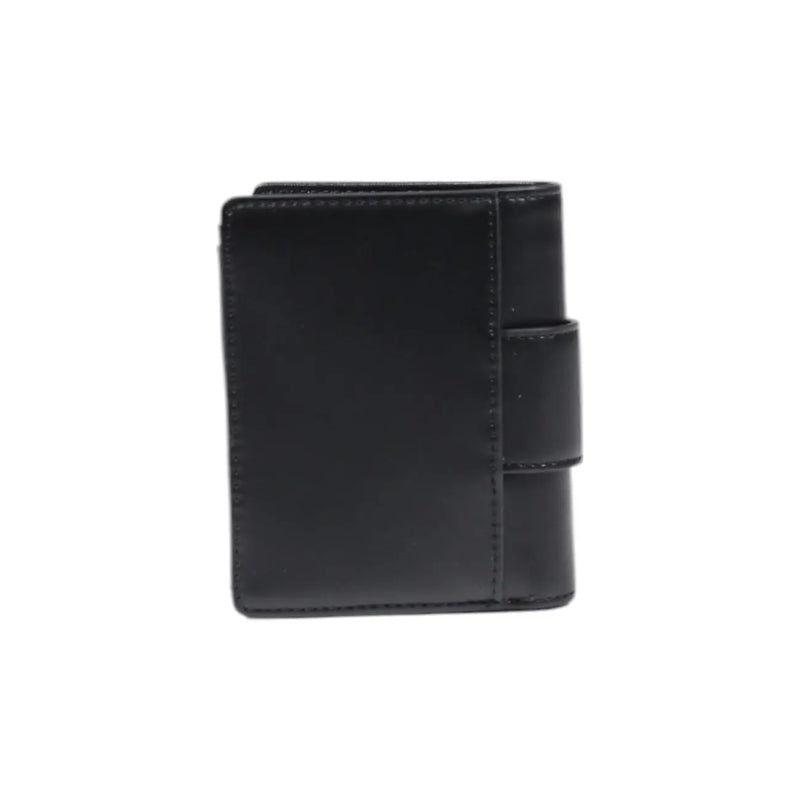 Armani Exchange Portefeuille femme en cuir noir, design minimaliste et surpiqûres apparentes sur les bords, 11 x 9 x 3 cm