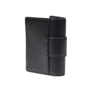 Armani Exchange Portefeuille en cuir noir pour femme, au design minimaliste et aux coutures apparentes sur les bords.