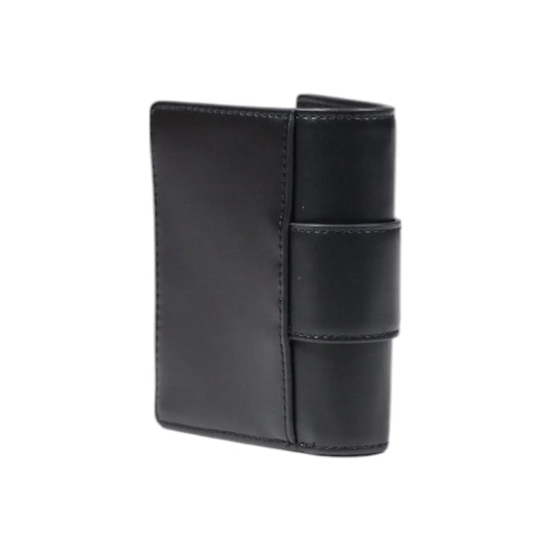 Armani Exchange Portefeuille en cuir noir pour femme, au design minimaliste et aux coutures apparentes sur les bords.
