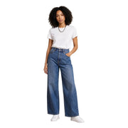 Armani Exchange Jean bleu en coton taille haute pour femme, coupe large, vu de face