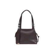 Armani Exchange women brown leather shoulder bag with sleek structured design and gold-tone hardware 31x25x10 cm