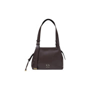 Armani Exchange women brown polyester shoulder bag with dark brown leather and ajx logo in sleek minimalist design