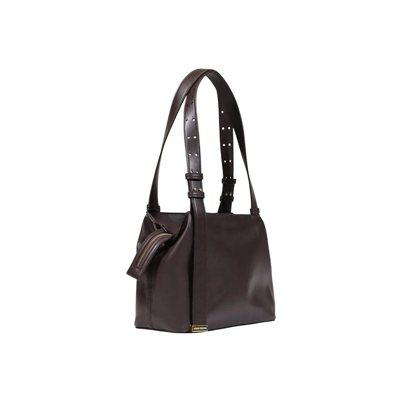 Armani Exchange women brown polyester shoulder bag with sleek leather finish and adjustable metal hardware straps