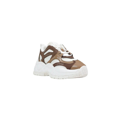 Armani Exchange Baskets montantes marron pour femme en polyester mélangé, avec empiècements superposés en cuir et mesh et logo Exchange