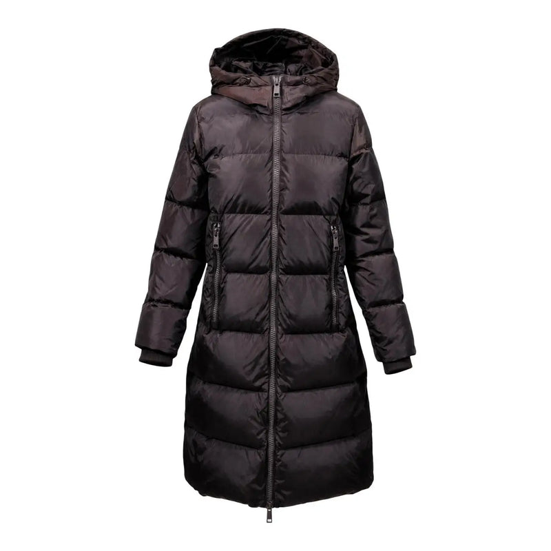 Armani Exchange Doudoune marron pour femme avec capuche matelassée et doublure noire visible au dos