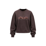 Armani Exchange women brown sweatshirt in viscose blend with sequined Armani logo across the chest