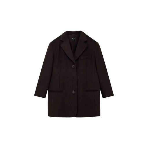 Noir armani exchange Blazer femme à trois boutons et poches à rabat contrastant avec le titre du produit en laine mélangée marron