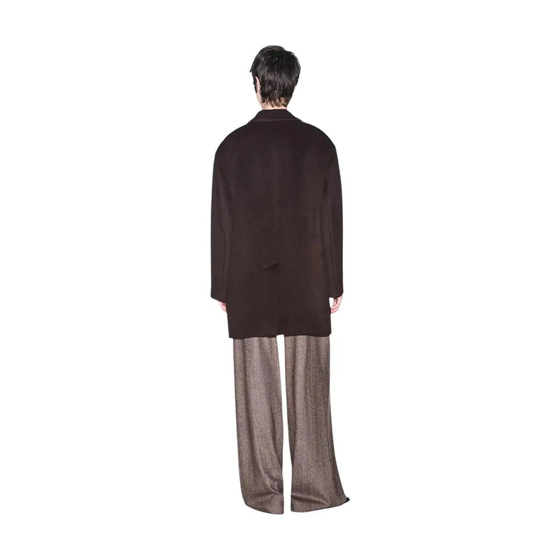 Armani Exchange women brown wool blend blazer oversized with a relaxed fit and subtle texture