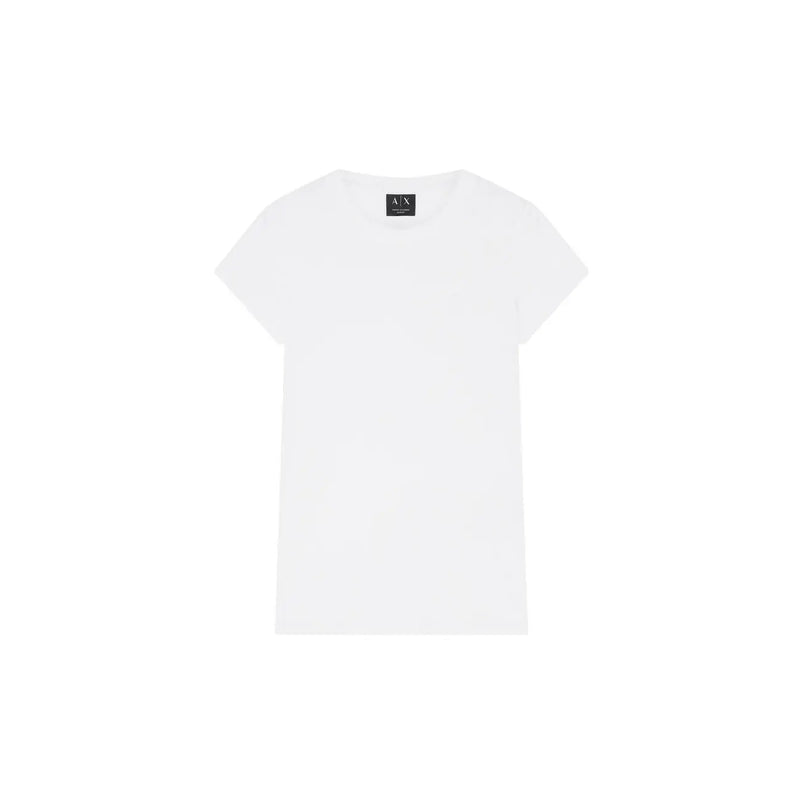 White Armani Exchange women short-sleeved cotton t-shirt with classic crew neck and minimalist design