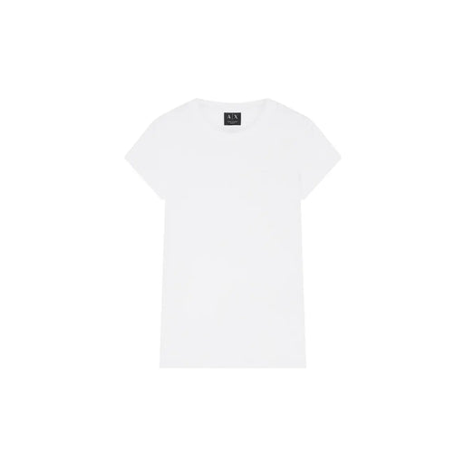 Blanc Armani Exchange t-shirt en coton à manches courtes pour femmes t-shirt avec un col rond classique et un design minimaliste