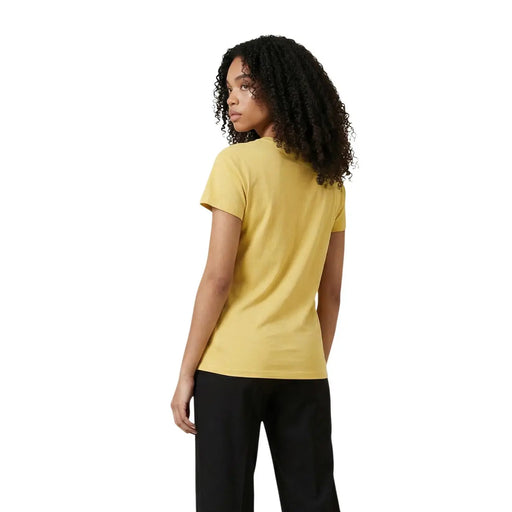 Armani Exchange T-shirt femme en coton jaune clair à col rond, manches courtes et design simple.