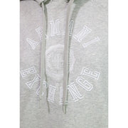 Armani Exchange women grey cotton hoodie sweatshirt with white embroidered logo and matching drawstrings
