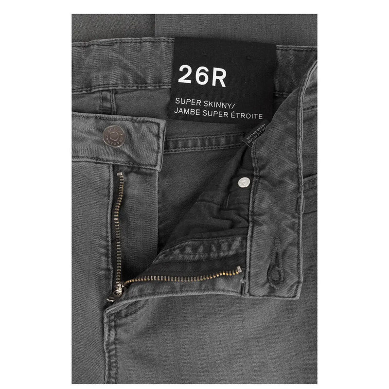 Jean en denim de coton gris foncé par armani exchange Femme, coupe super skinny effet usé, étiquette taille 26R visible