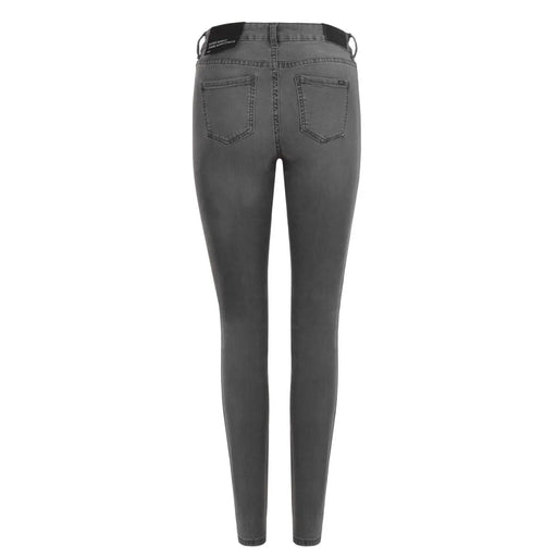 gris foncé mince armani exchange Jean en coton pour femme avec ceinture noire effet usé et poches arrière classiques.
