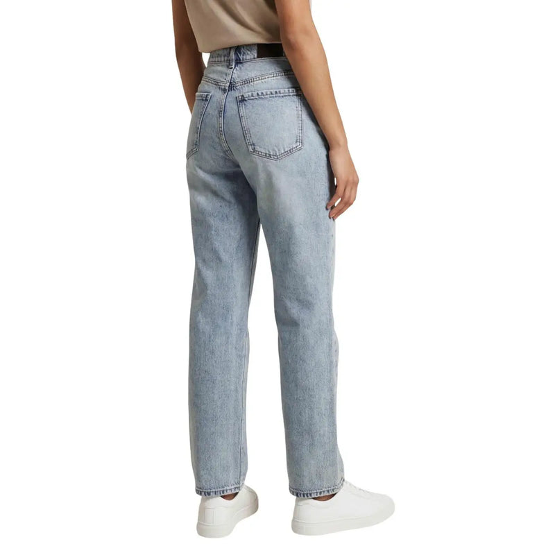 Armani Exchange Jean en lyocell coton bleu clair pour femme, taille haute et coupe droite, en denim délavé clair