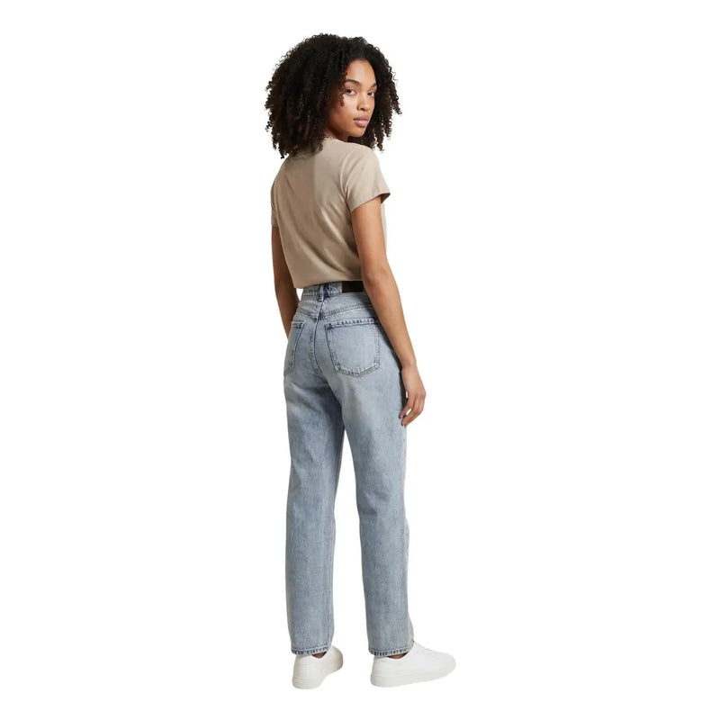 Armani Exchange Jean en lyocell coton bleu clair pour femme, taille haute et coupe droite, en denim délavé clair