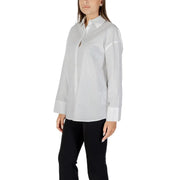 Armani Exchange women long sleeve white cotton shirt with classic collar and button-up front for formal wear