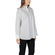 Armani exchange women long sleeve white cotton shirt with classic collar and cuffs buttoned up front
