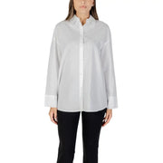 Armani Exchange women long sleeve white cotton shirt with classic collar and oversized button-down design