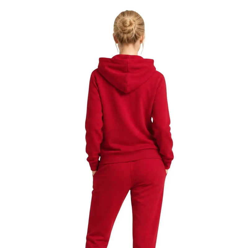 Armani Exchange women red hooded sweatshirt made of vibrant soft fleece with matching jogger set