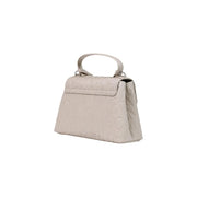 Armani Exchange women shoulder bag beige polyester 30cm with sleek off-white textured surface and embossed logo pattern