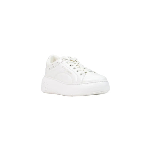 Armani Exchange Baskets pour femmes à enfiler en polyuréthane blanc avec semelles basses top design et semelle épaisse avec un logo discret