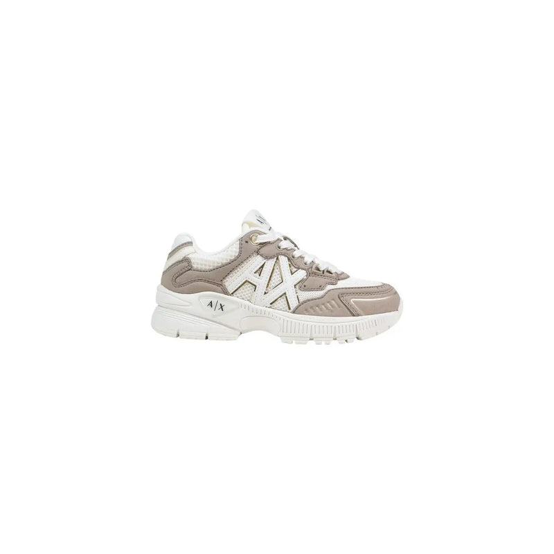 Armani Exchange women sneakers in brown with beige and white chunky mesh and synthetic overlays