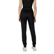 Armani Exchange Pantalon de jogging noir en maille côtelée de coton pour femme, taille haute élastiquée et chevilles fuselées